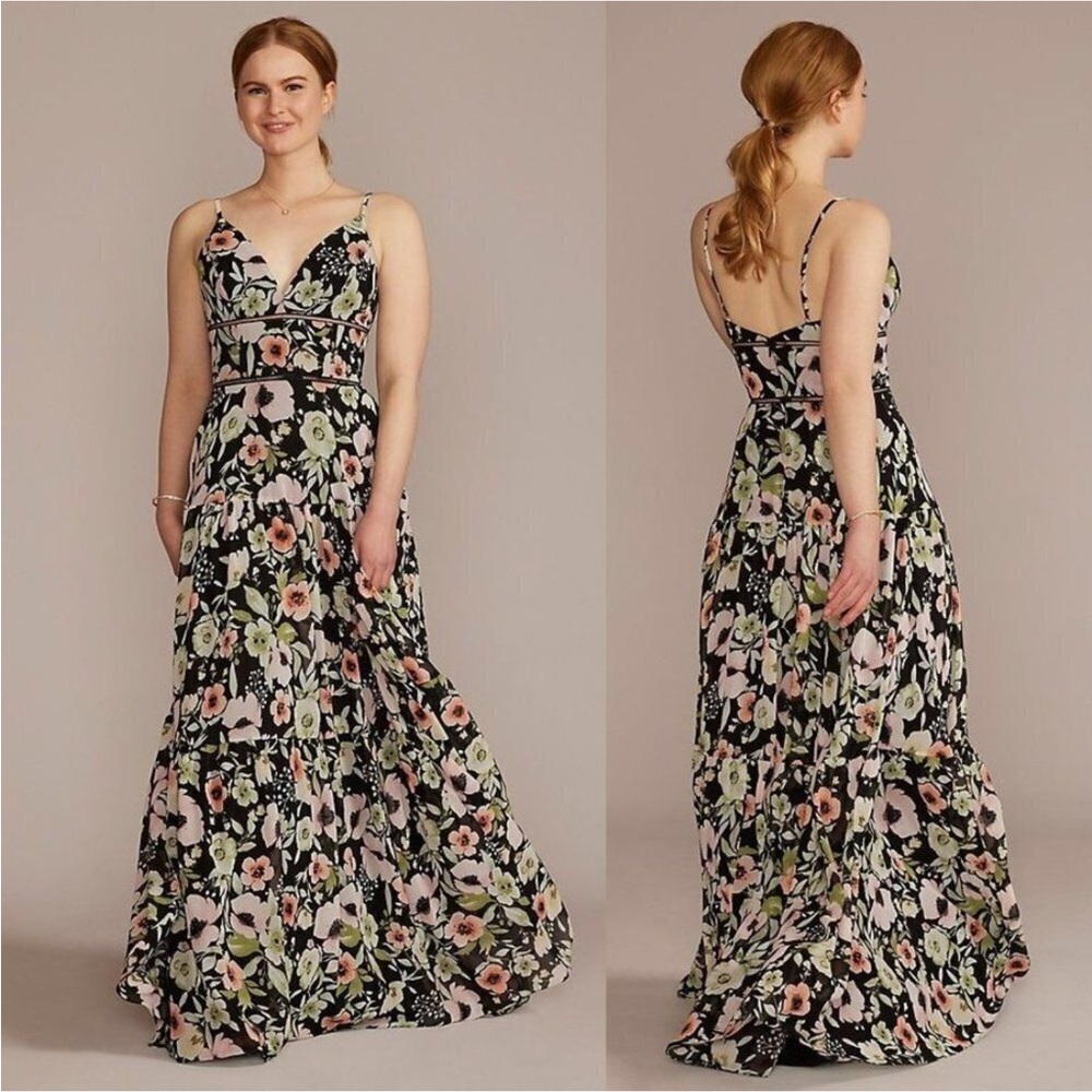 Floral Maxi Dress - Black and Pink